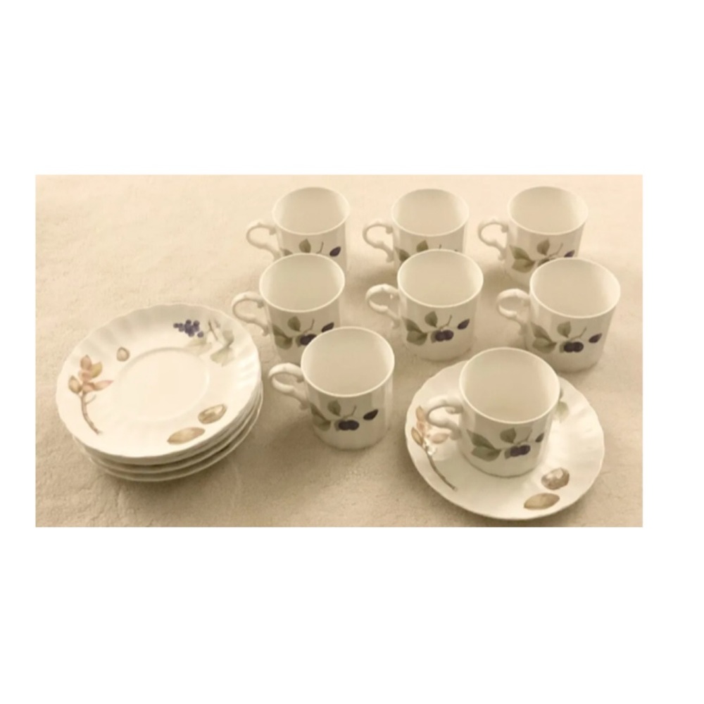 Mikasa Maxima Super Strong Fine China CAJ05 Belle Terre Set Of 8 Cups & Saucers